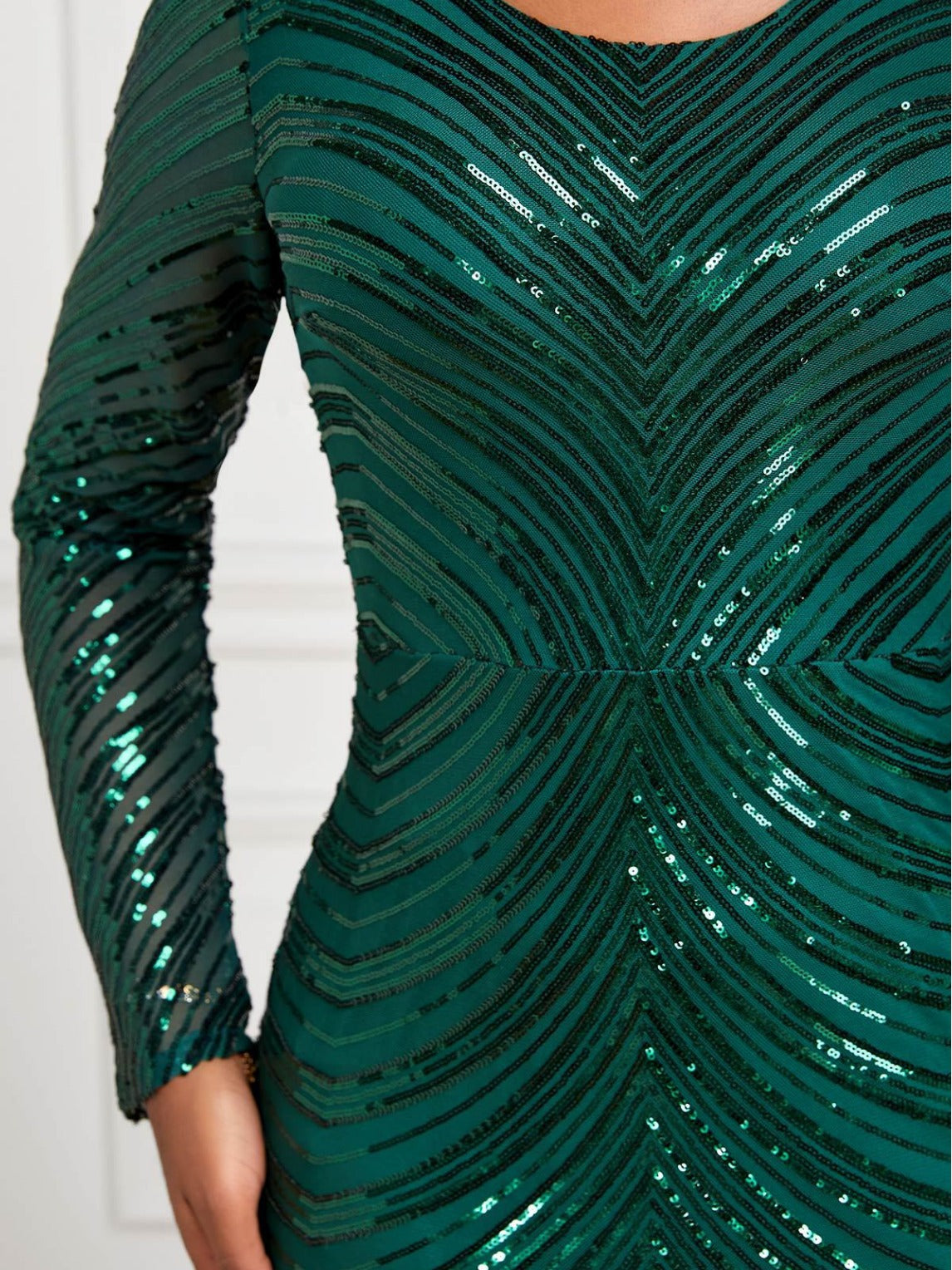 Women Sequin Elegant Formal Party Long Sleeve Evening Dress 8