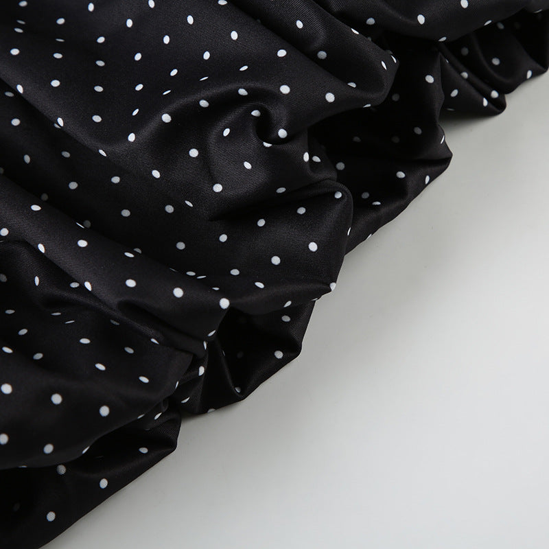 Women Summer French Lace Polka Dot Contrast Flower Bud Mini Dress 28