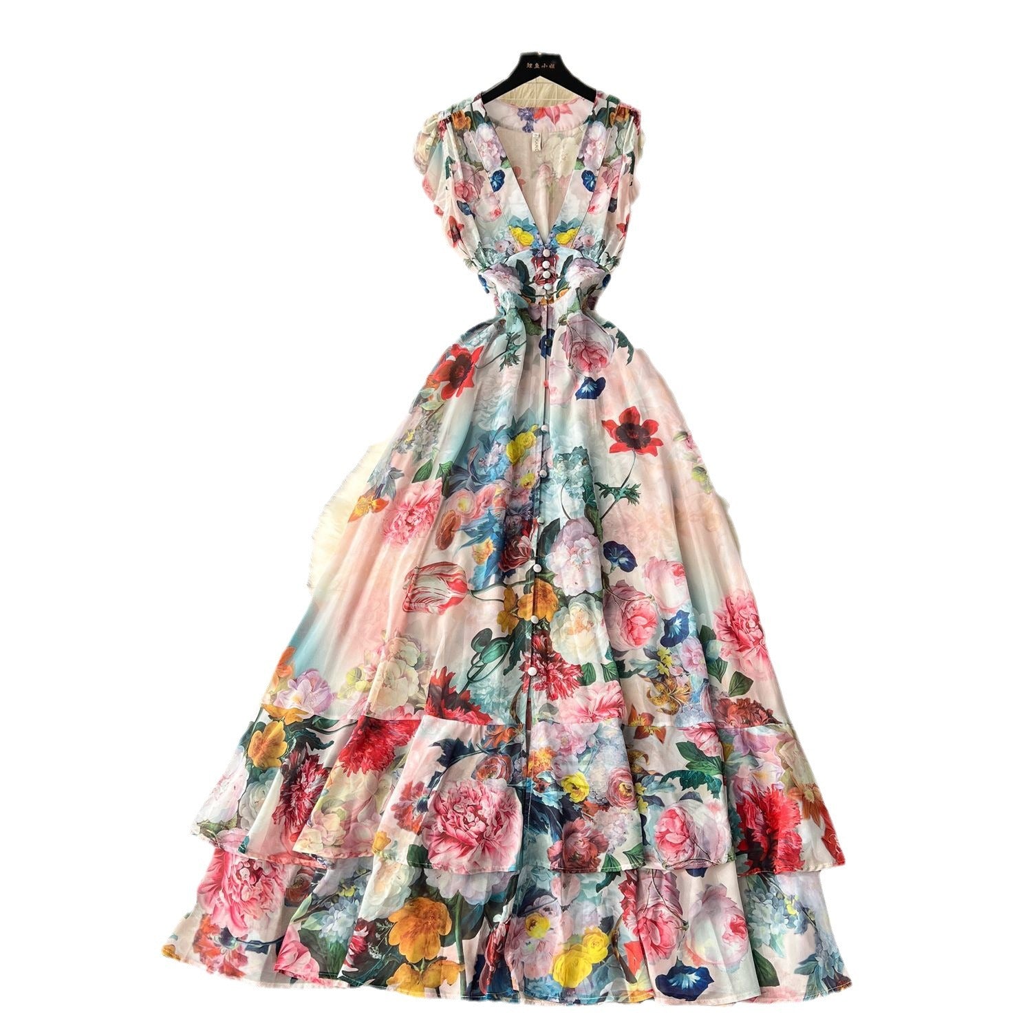 Women Holidays Sexy V Neckchiffon Ruffle Dress 7