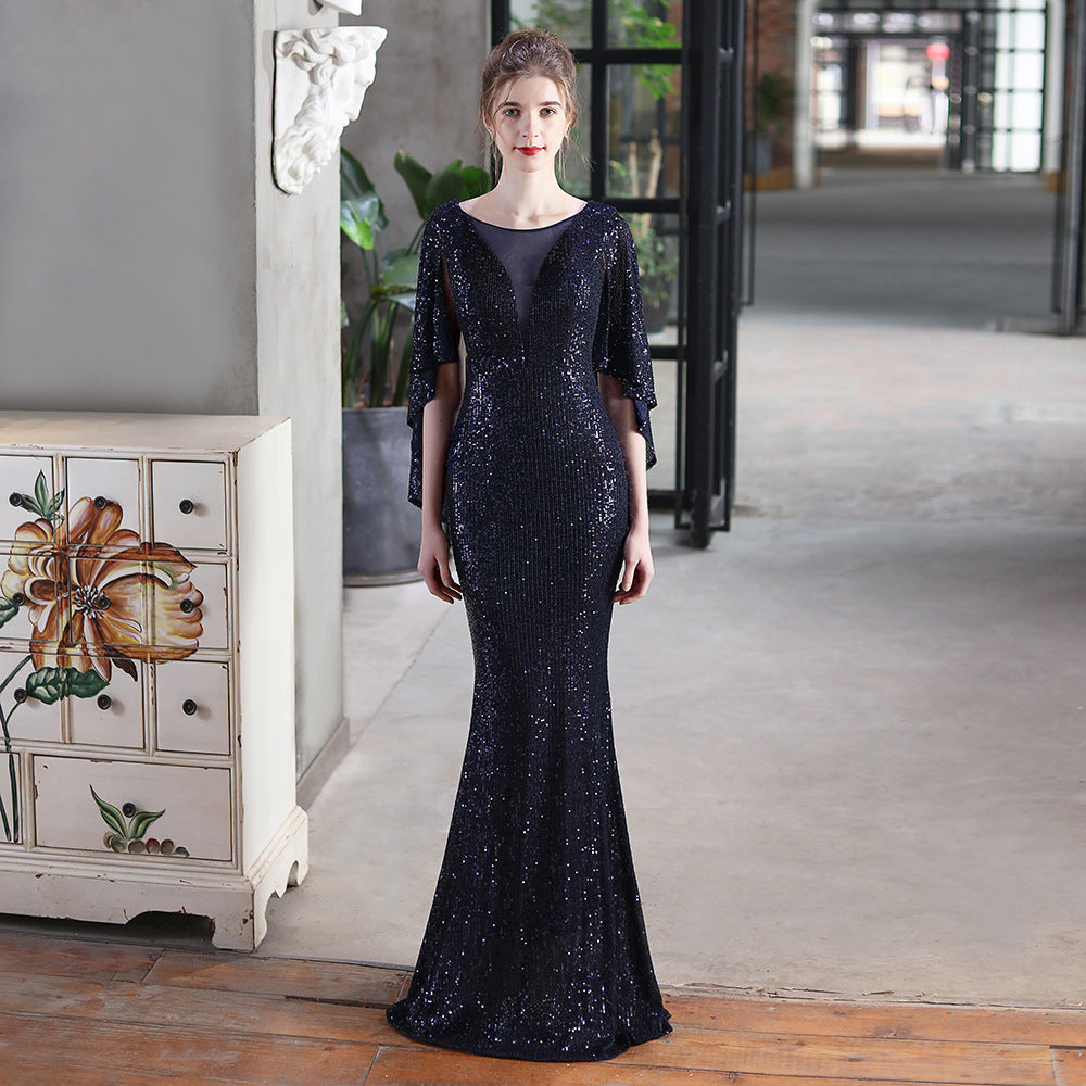 Long Sequins Plus Size Fat Beauty Performance Dress Formal Party Evening Dress 6