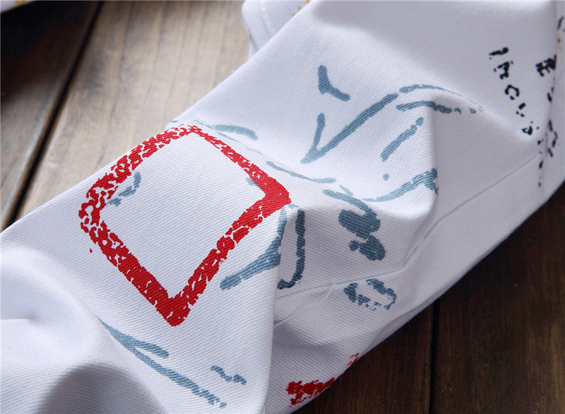 Men's Stretch Casual Printed Straight Denim Pants 18