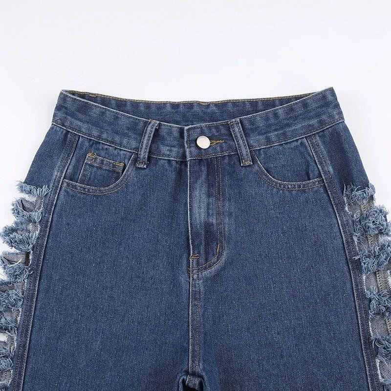 Women's Sexy Trendy Micro-Stretch Tight Fitting Ripped Denim Pants 8