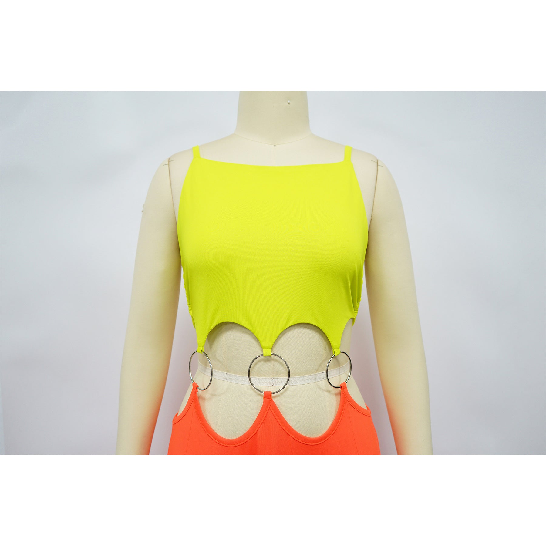 Women's Solid Color Sexy Low-Back High-Slit Contrast Dress 19