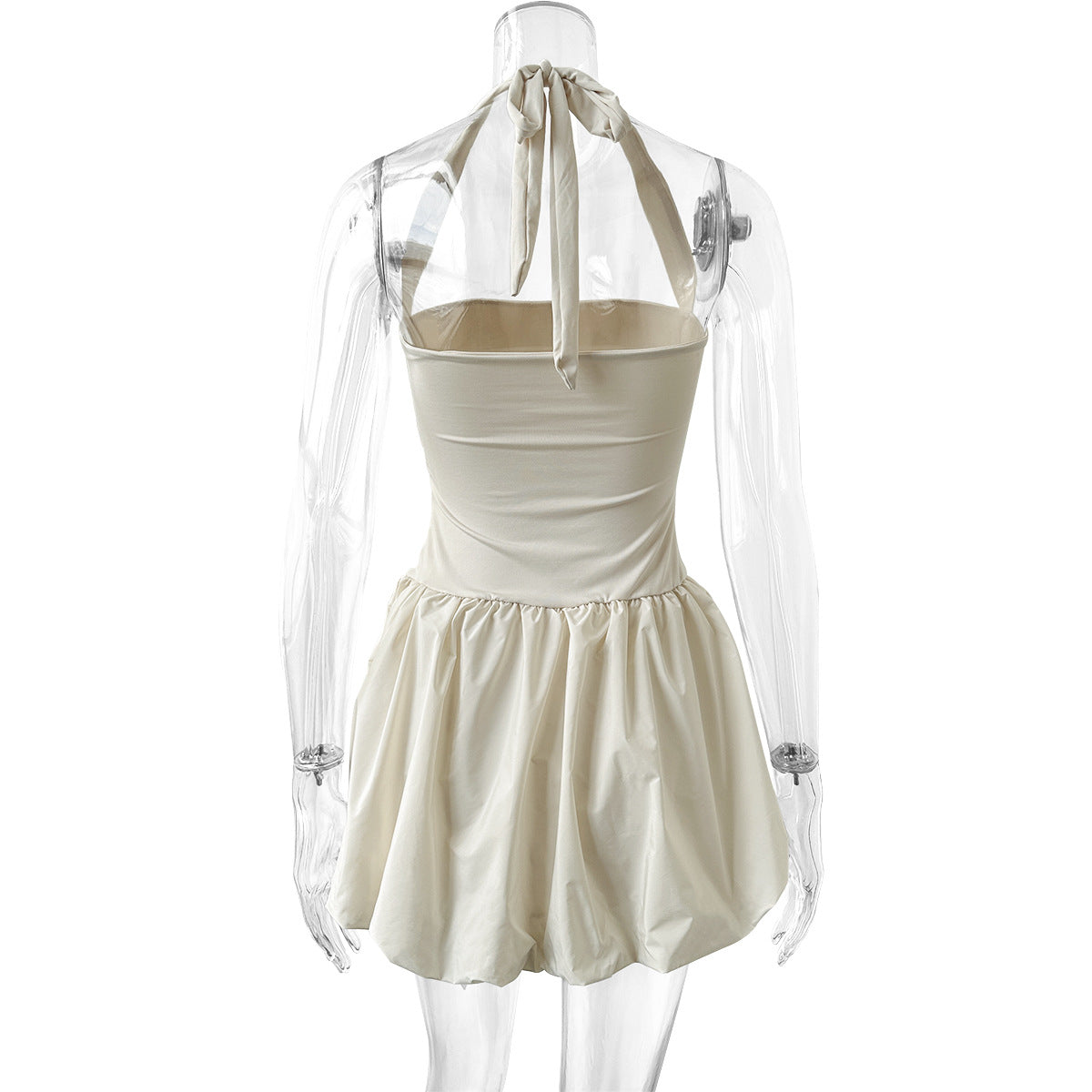 Women summer pleated backless sexy lace-up off-shoulder dress 17