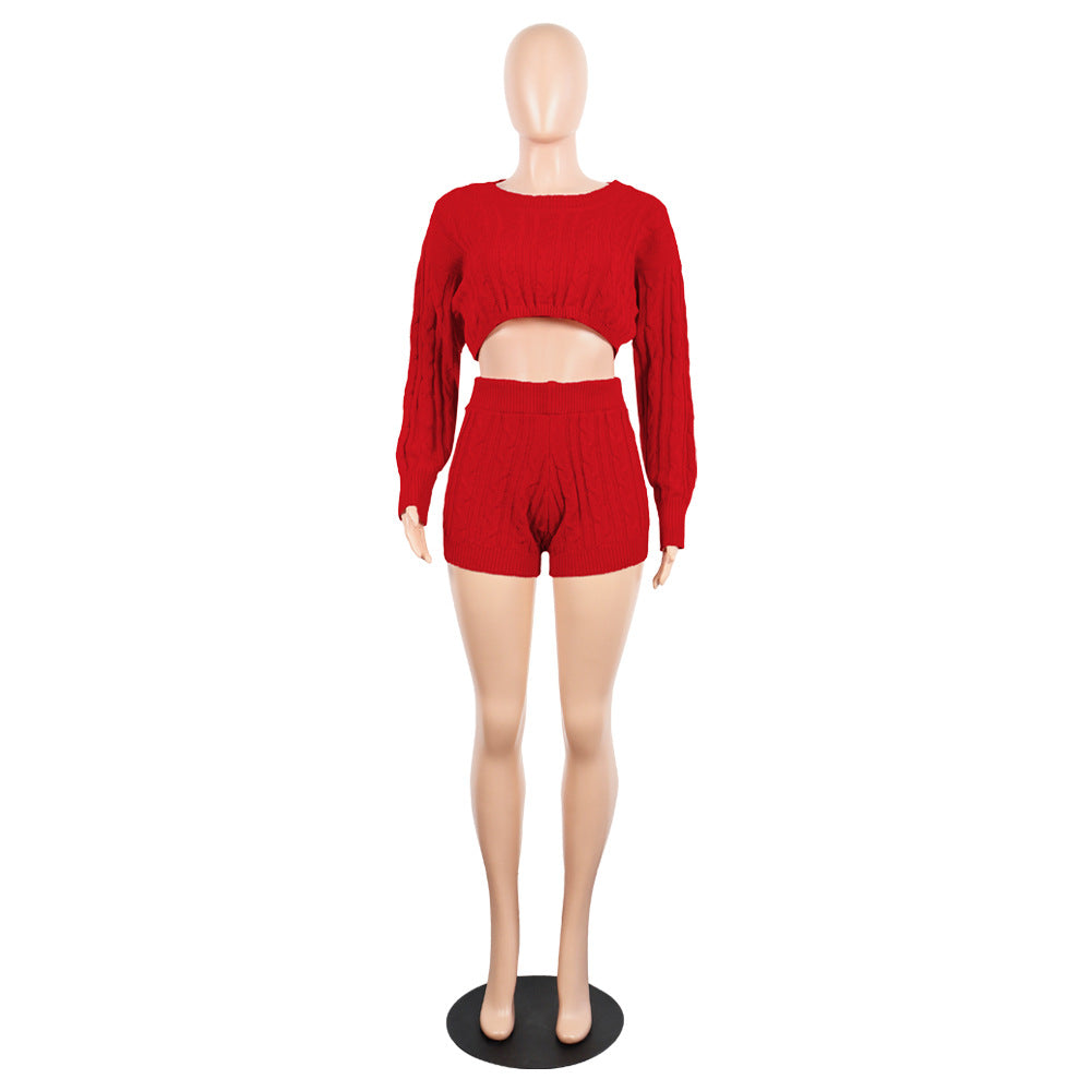 Women's Knit Sweater Shorts Nightclub Two-Piece Set 20