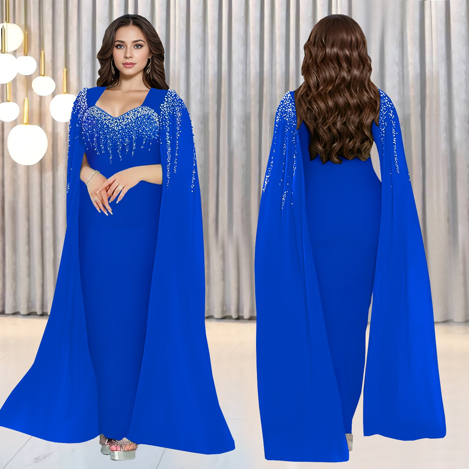 Women's Elegant Chic Beaded Fashionable Evening Dress 3