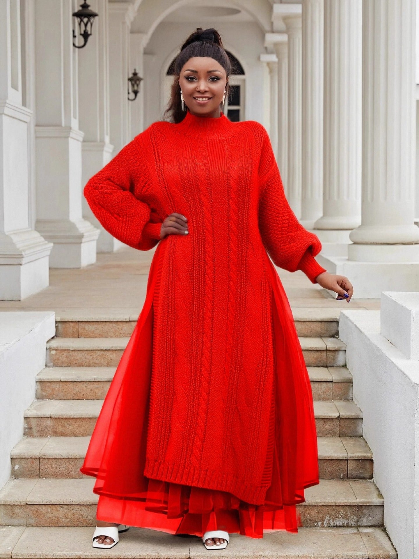 Women Casual Mesh Knitting Dress 3