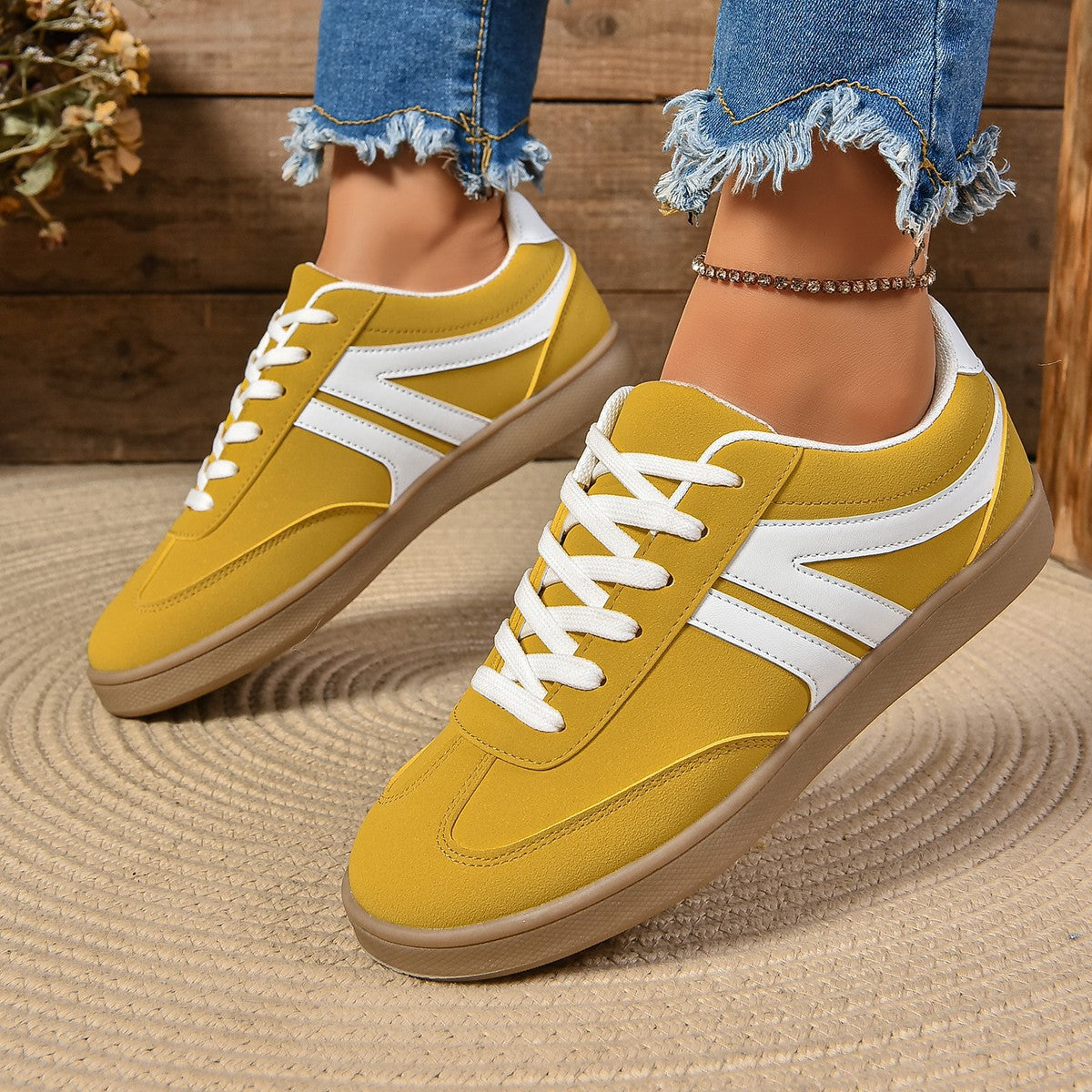 Women spring and autumn color matching sports retro forrest shoes 6