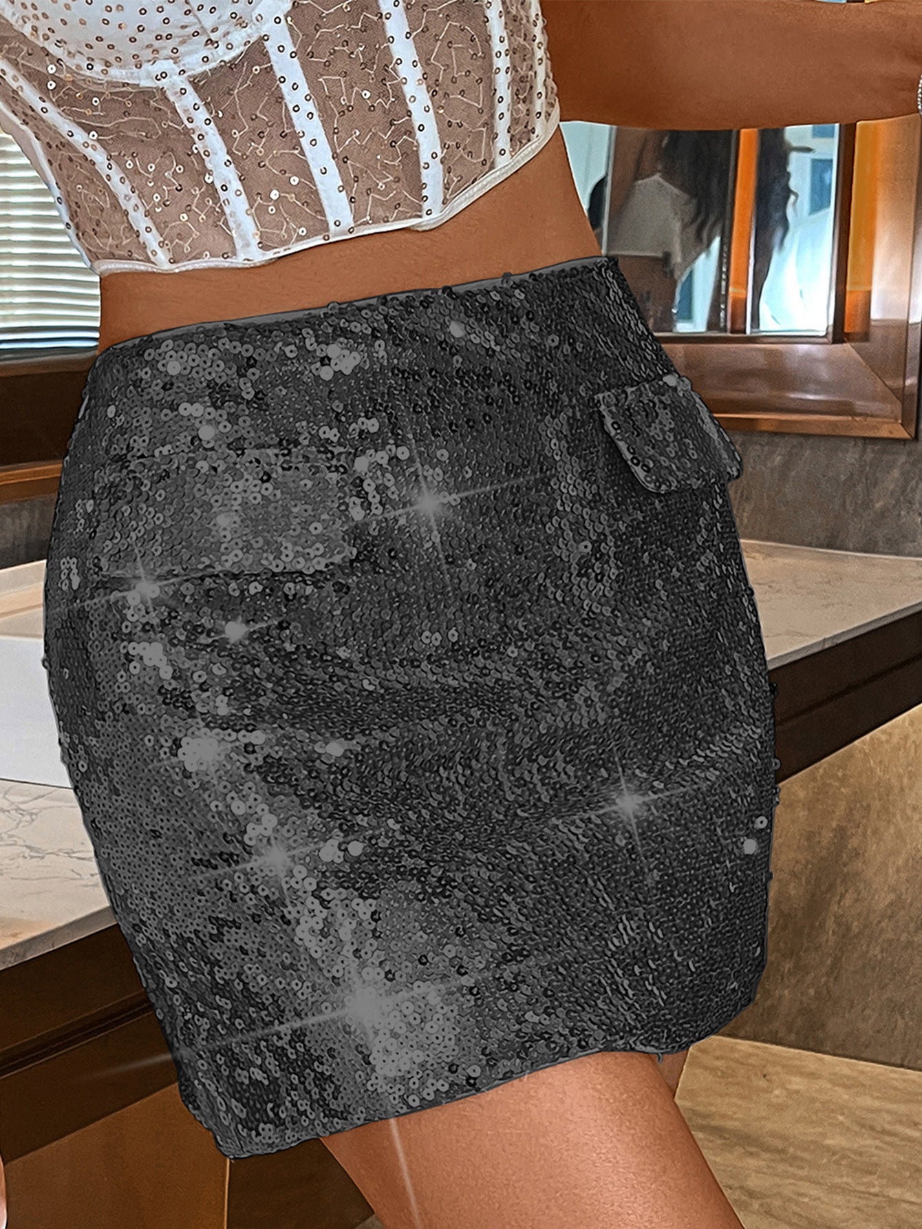 Summer women's Sexy sequined nightclub skirt 6