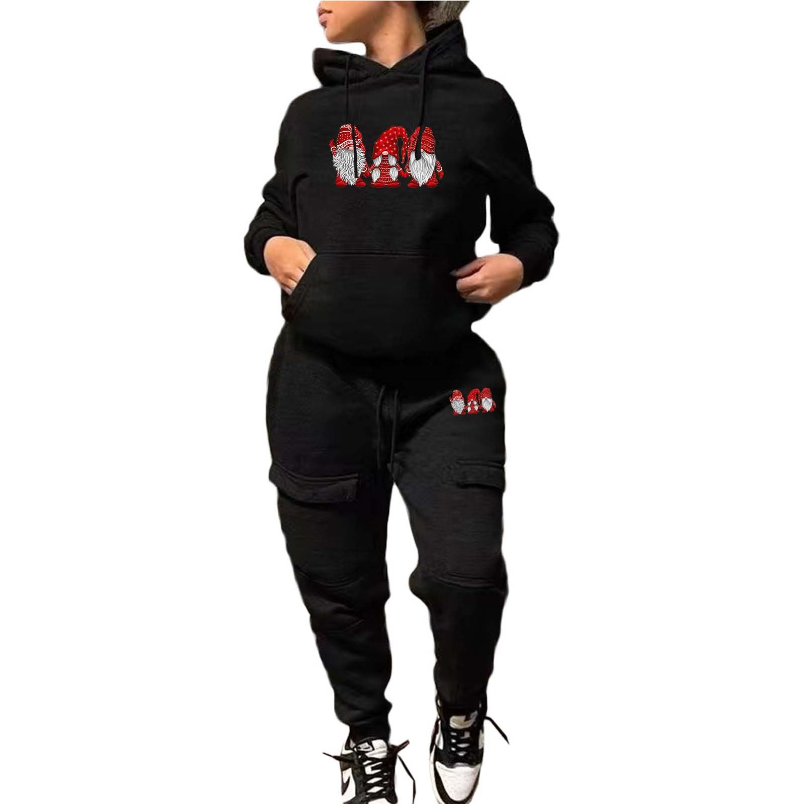 Women's Fashion Casual Hooded Two Piece Sports Tracksuit 9