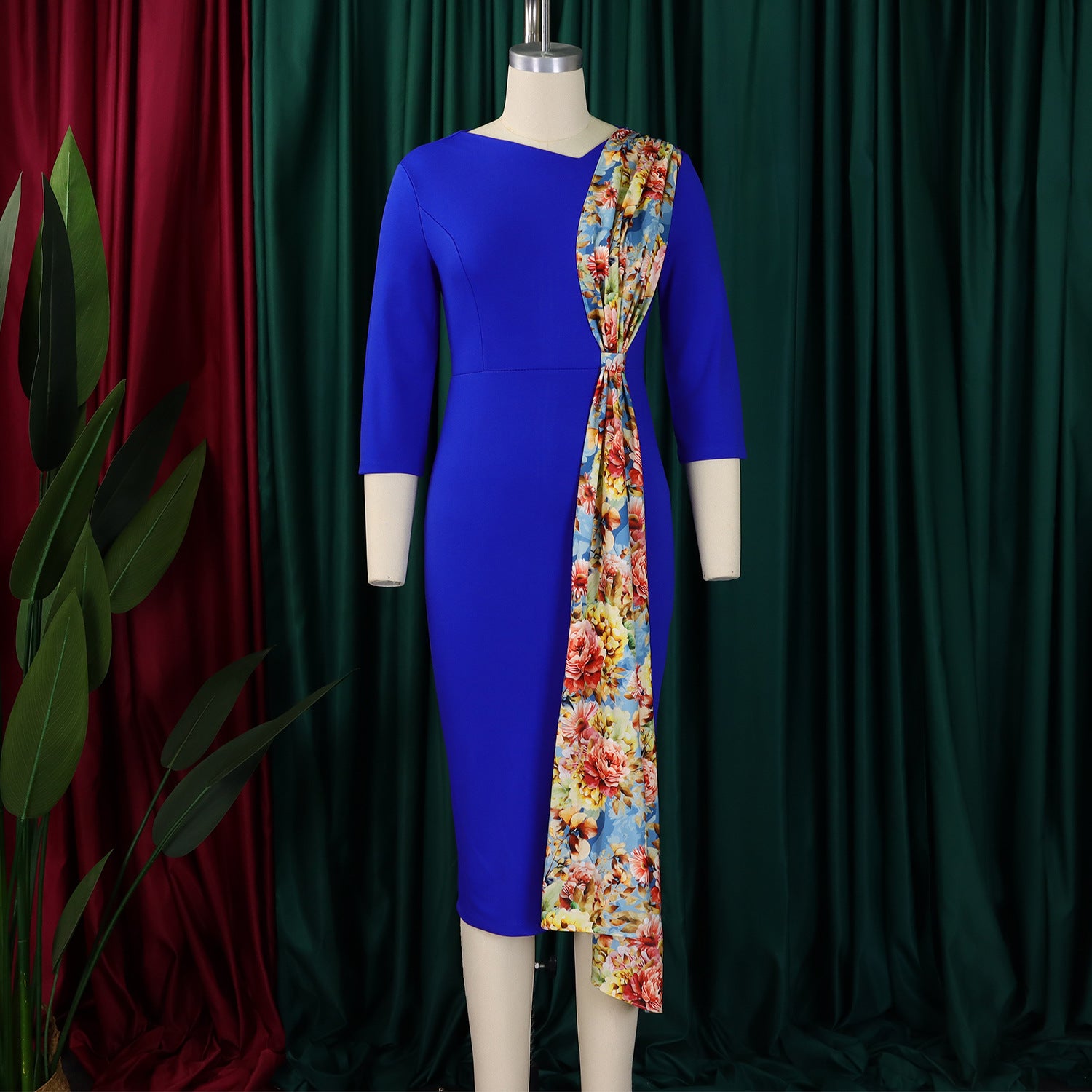 Plus Size Women's Chic OL Elegant Patchwork African Dress 15