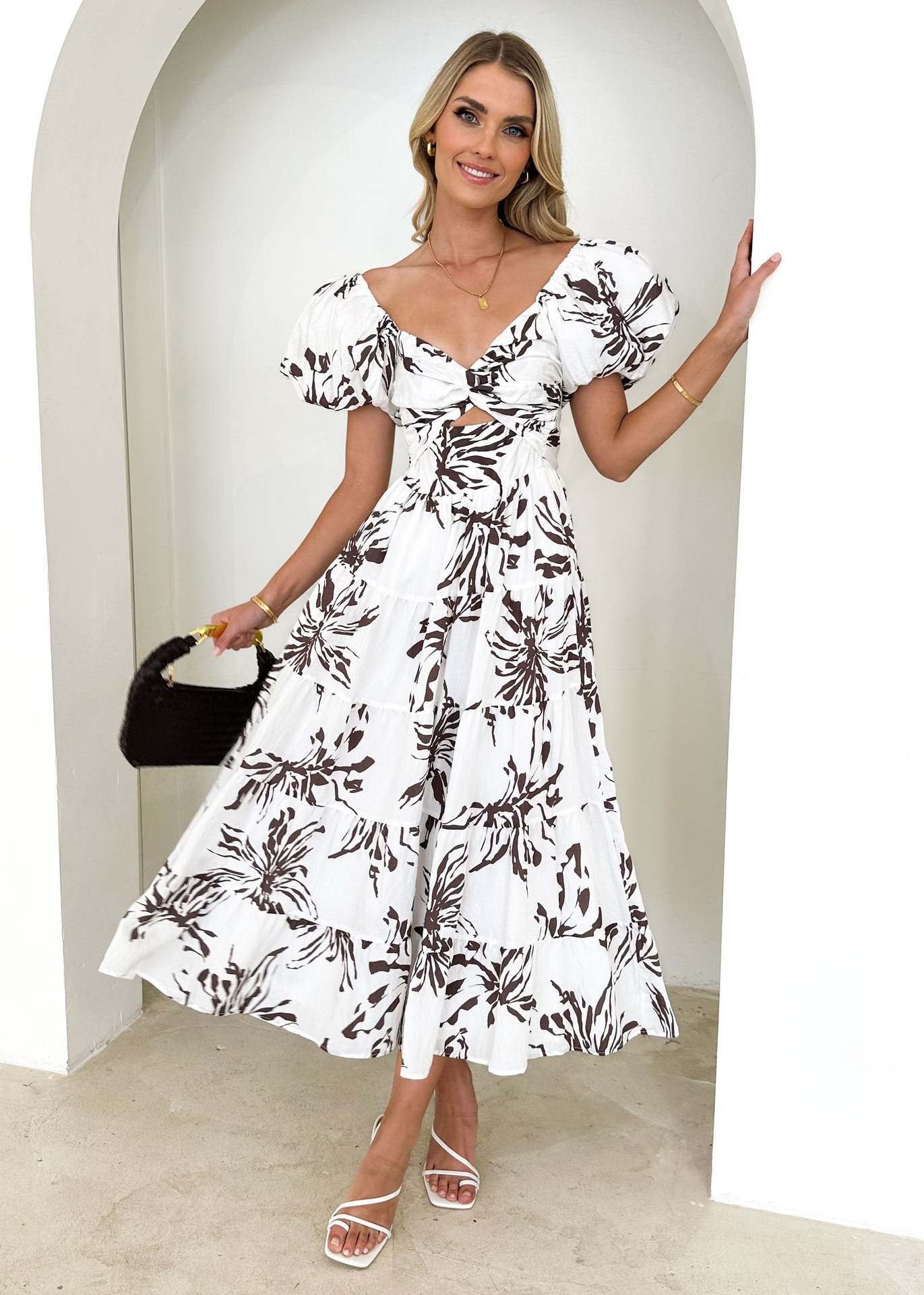 Women Printed Puff Sleeve Dress 34