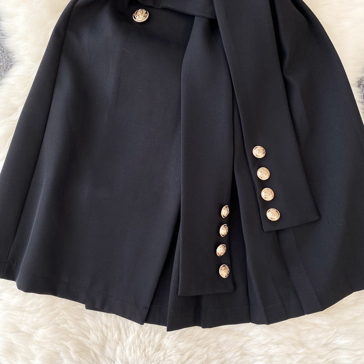 Turndown Collar Short-Sleeved Belt Chic Casual Dress 4