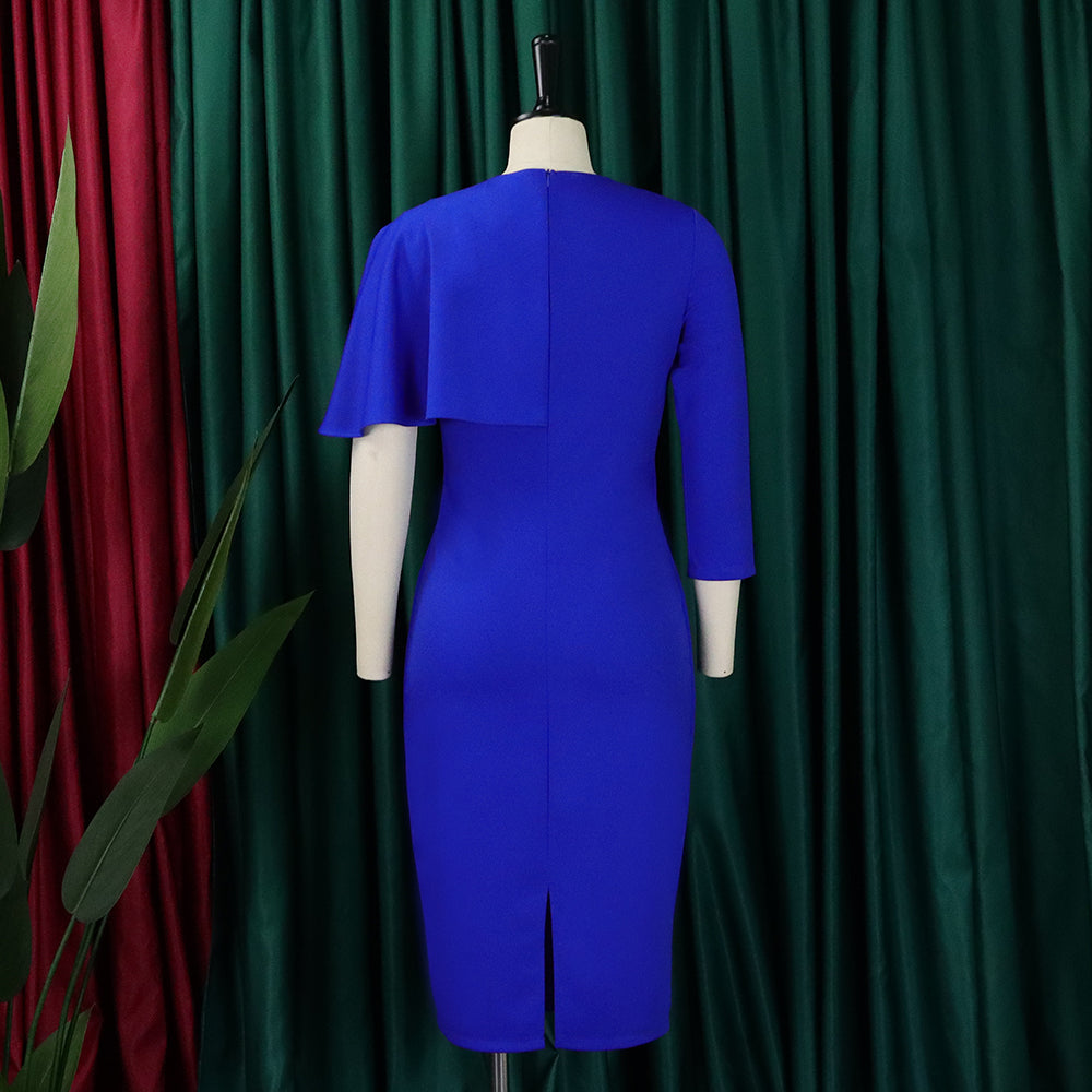 Plus Size Ladies' High Waist Ruffled Chic Bodycon Pencil Dress 11