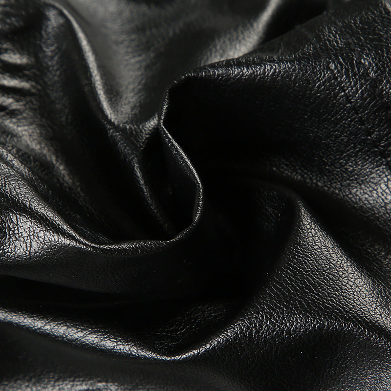 Punk Sexy Leather V-Neck Strap Vest Top Hollow Pin Buckle Adjustable Skirt Set 16