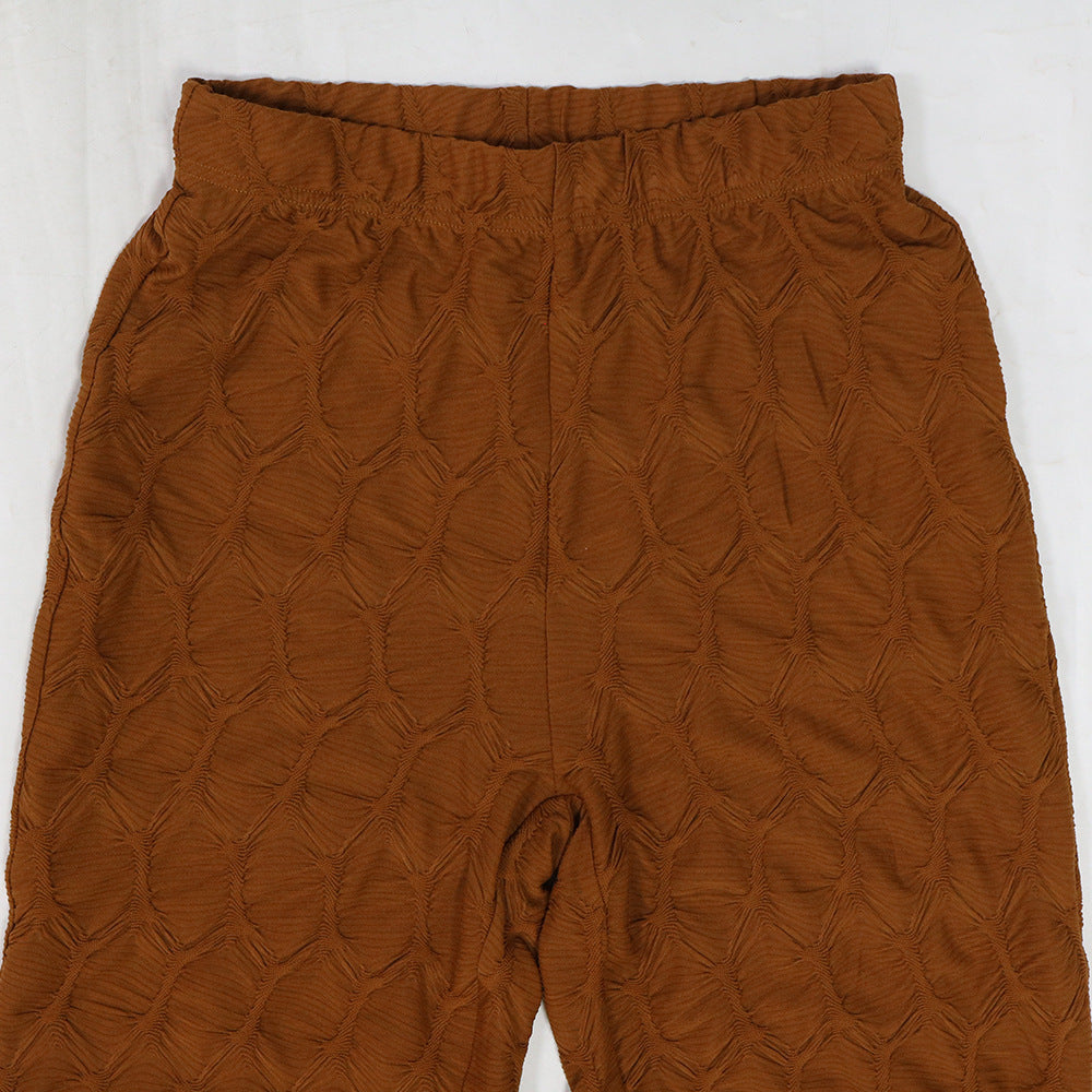 Off Shoulder Long Sleeve Short Top Fashion Slim Trousers  Women Two-Piece Set 10