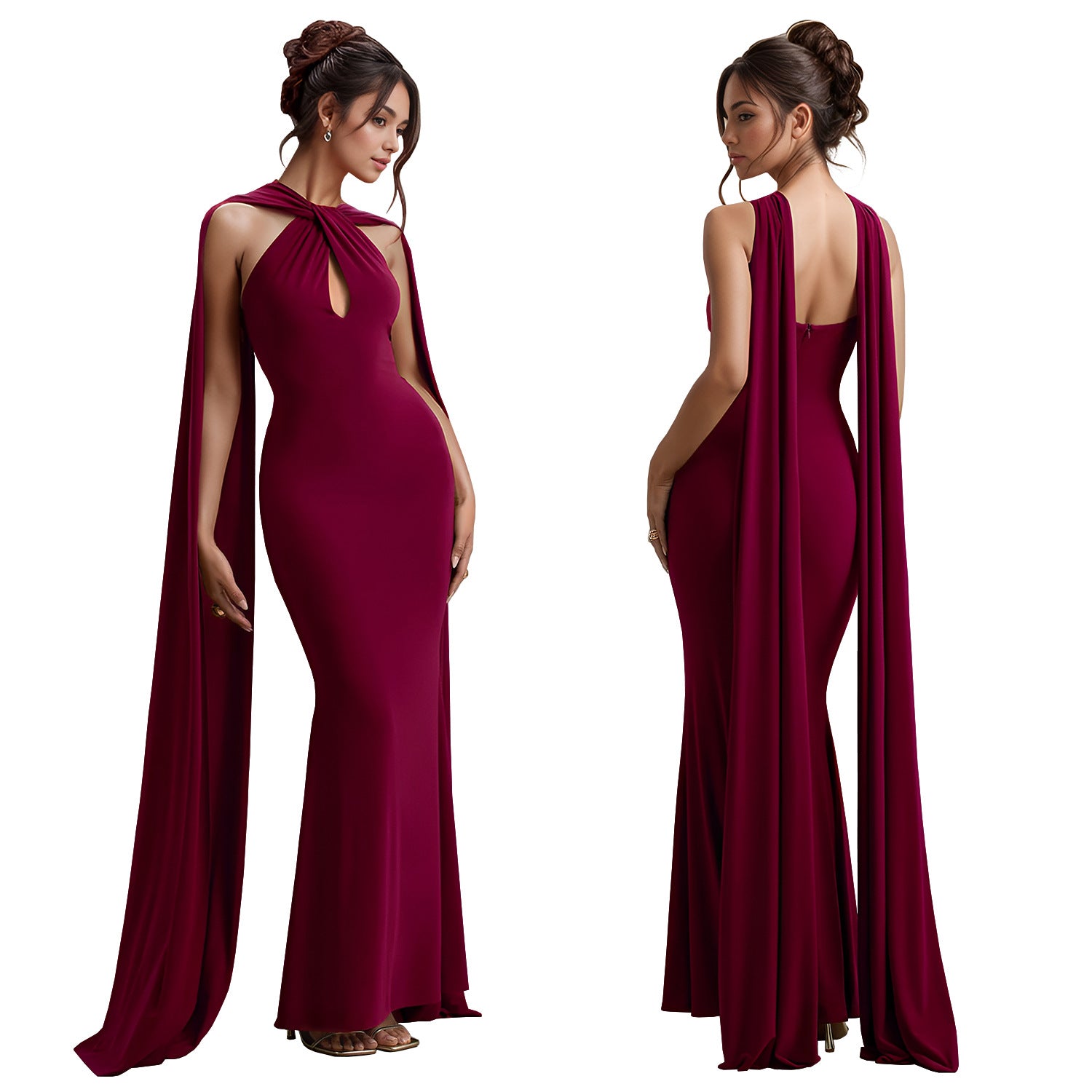 Casual Elegant Ribbon Solid Color Long Dress for Women 14