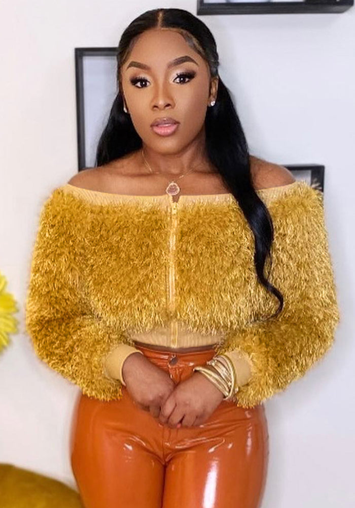 Women autumn long sleeve off shoulder jacket