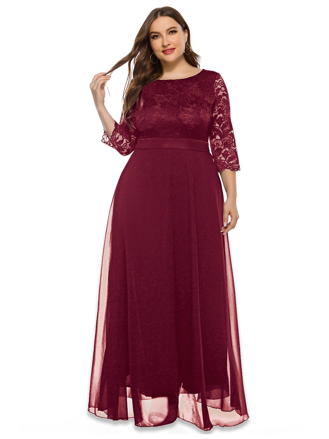 Plus Size Women Lace Evening Dress 4