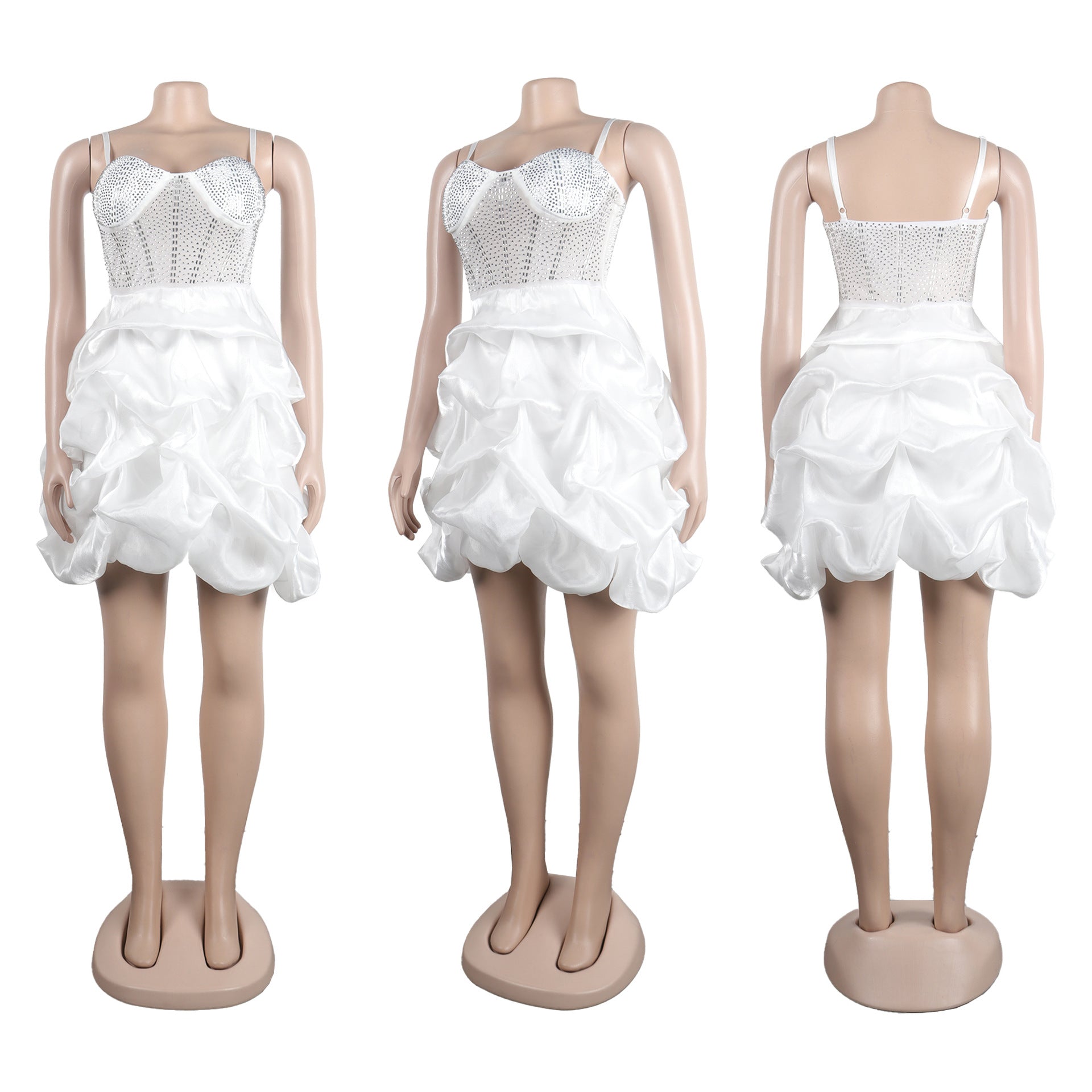 Women Sexy Beaded Stretch Camisole Cascading Ruffles Dress Tutu 21