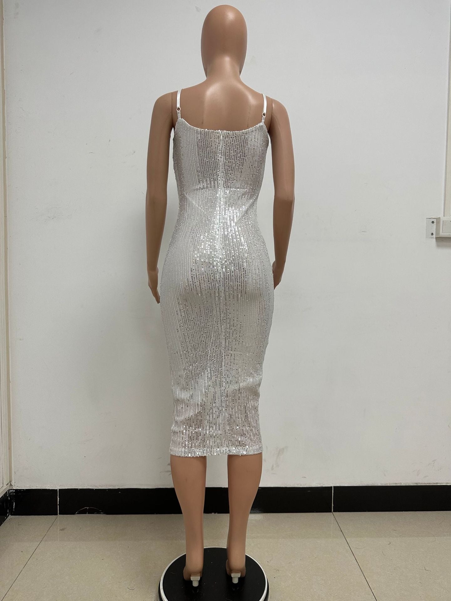 Summer Women's Sleeveless Low Back Straps Sequin Party Dress 66