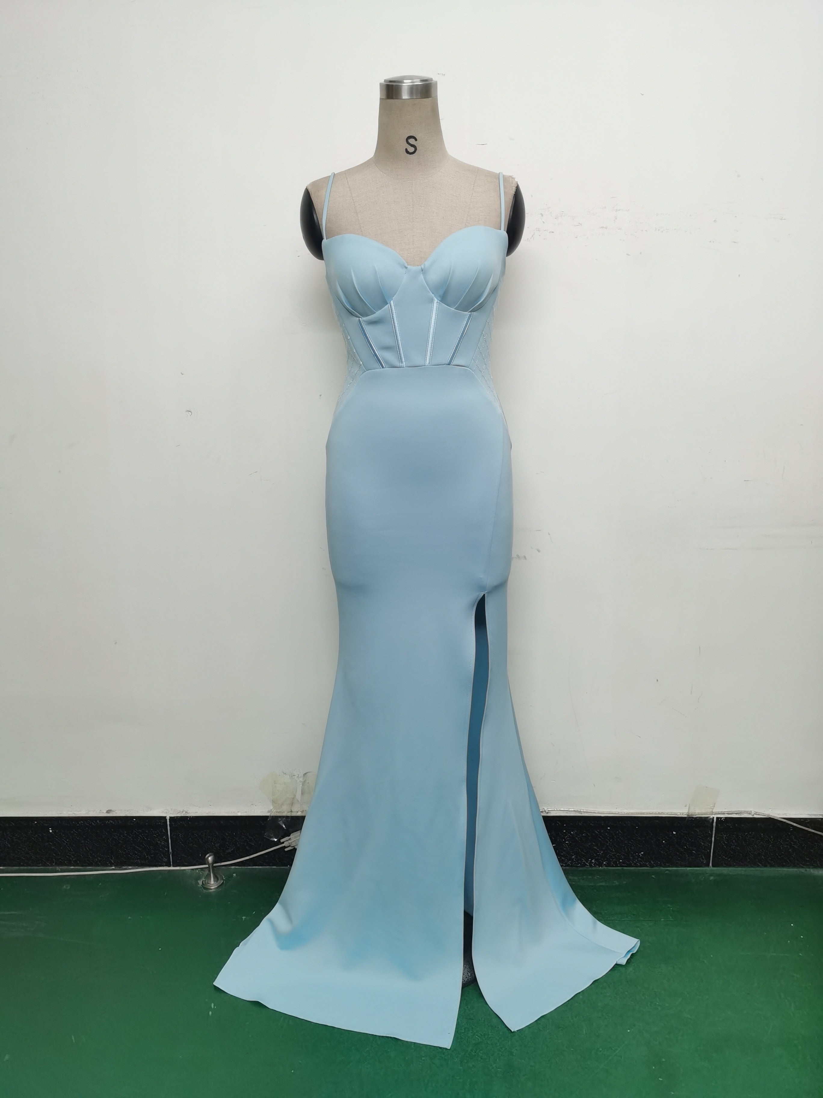 Women Fishbone Lace Sequin Formal Dinner Wedding Fishtail Evening Dress 25