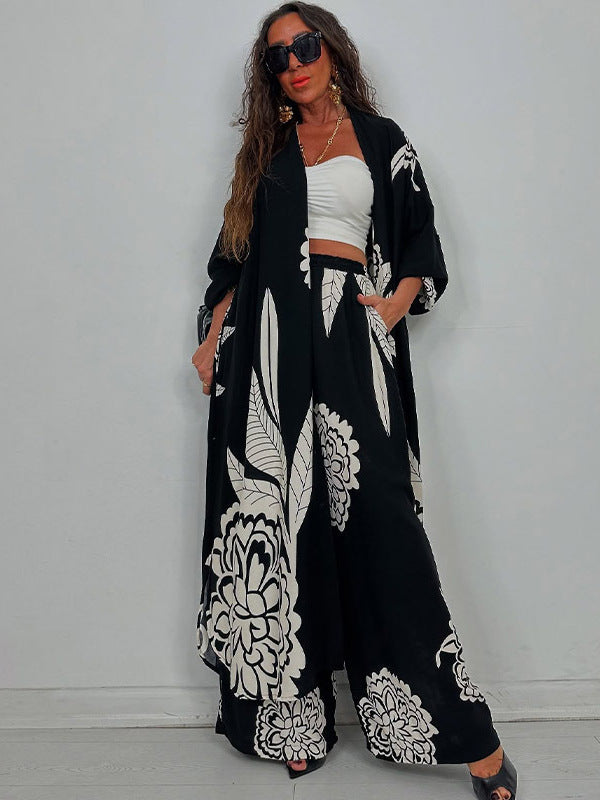 Summer Elegant Sexy Printed Top + Wide-Leg Pants Two-Piece Set 5