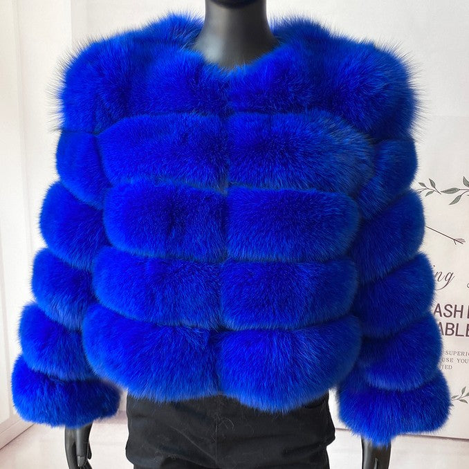 Women Patchwork Winter Warm Long Sleeve Crop Faux Fur Jacket 25