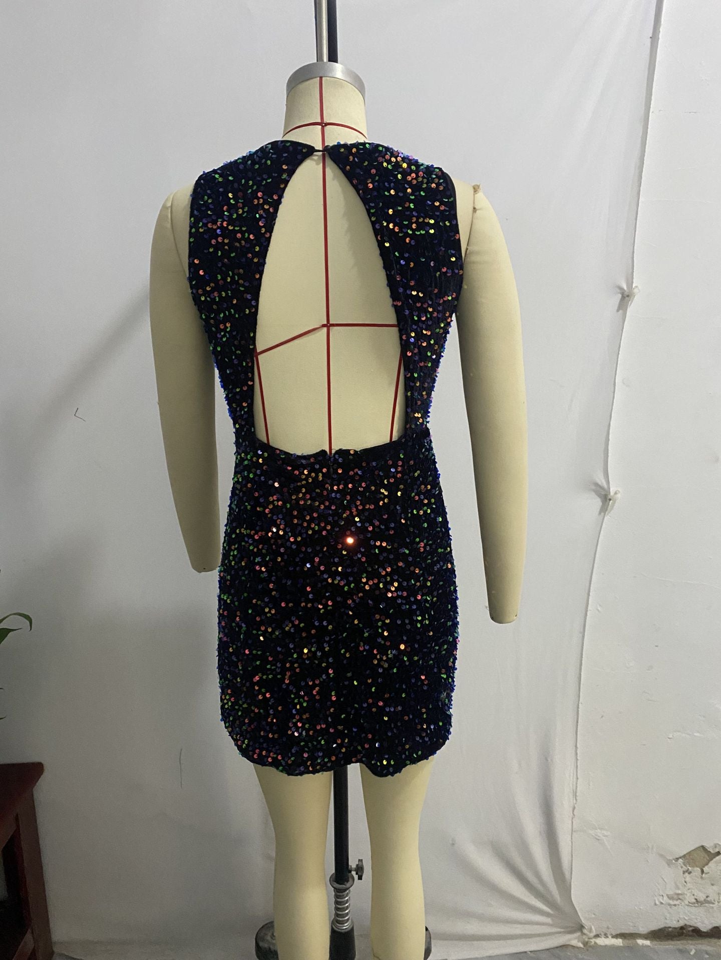 Women Sexy Backless Sequin Bodycon Dress 16