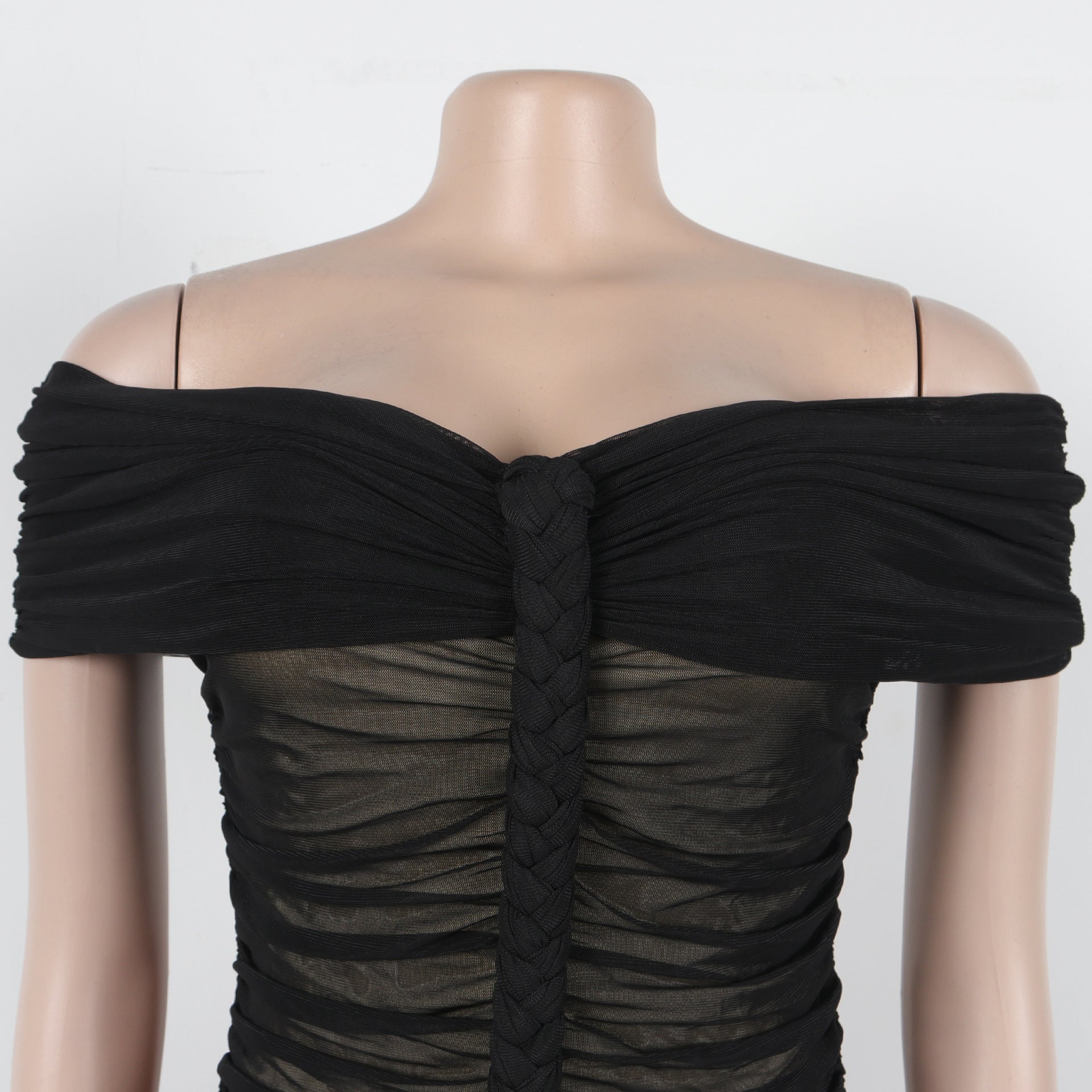 Women Sexy Pleated Mesh Dress 11