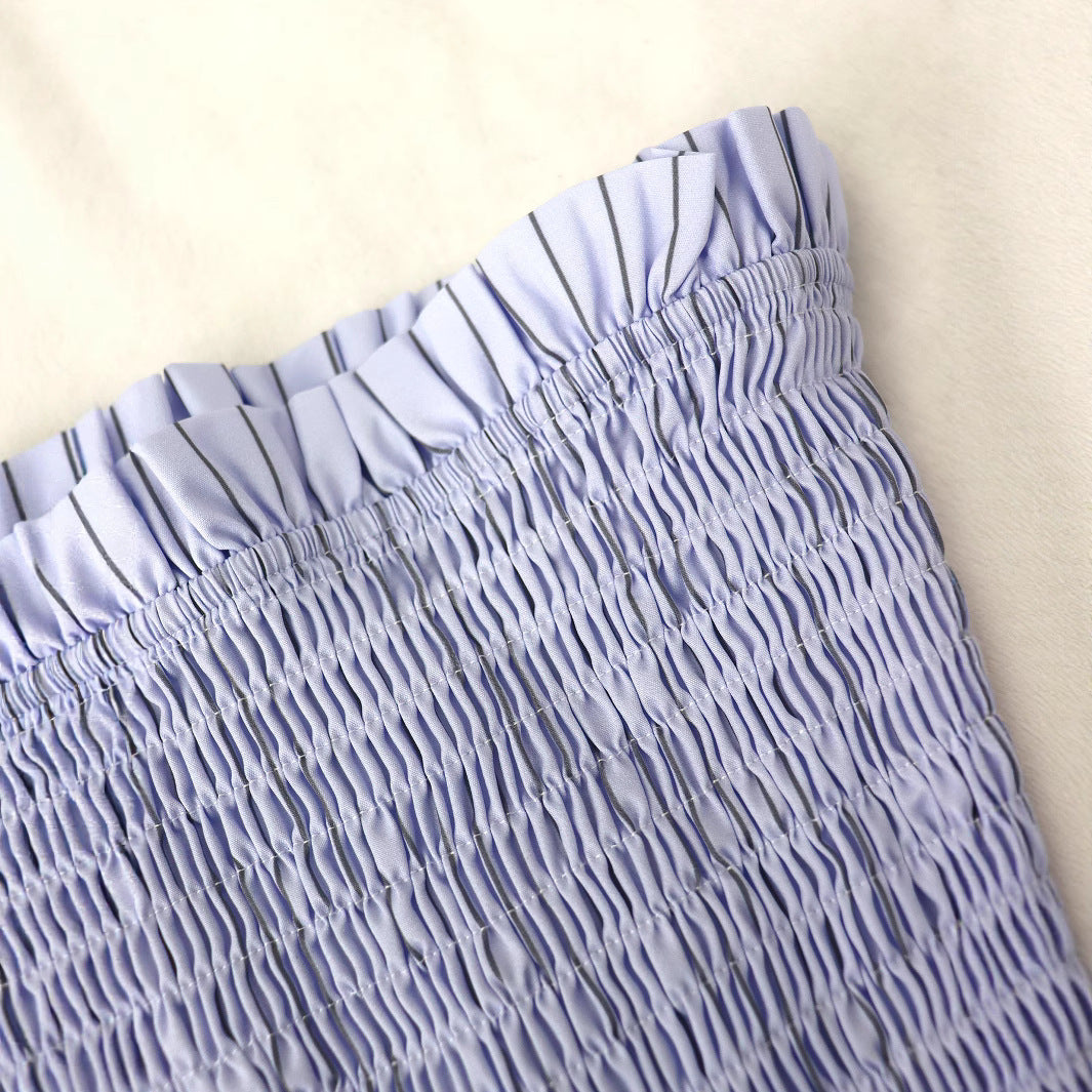 Women's Strapless Striped Slim High Waist Bubble Dress 4