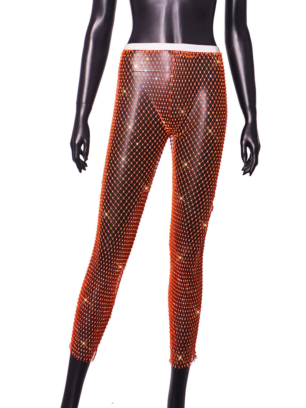 Women Sexy Rhinestone Fishnet Pants 8
