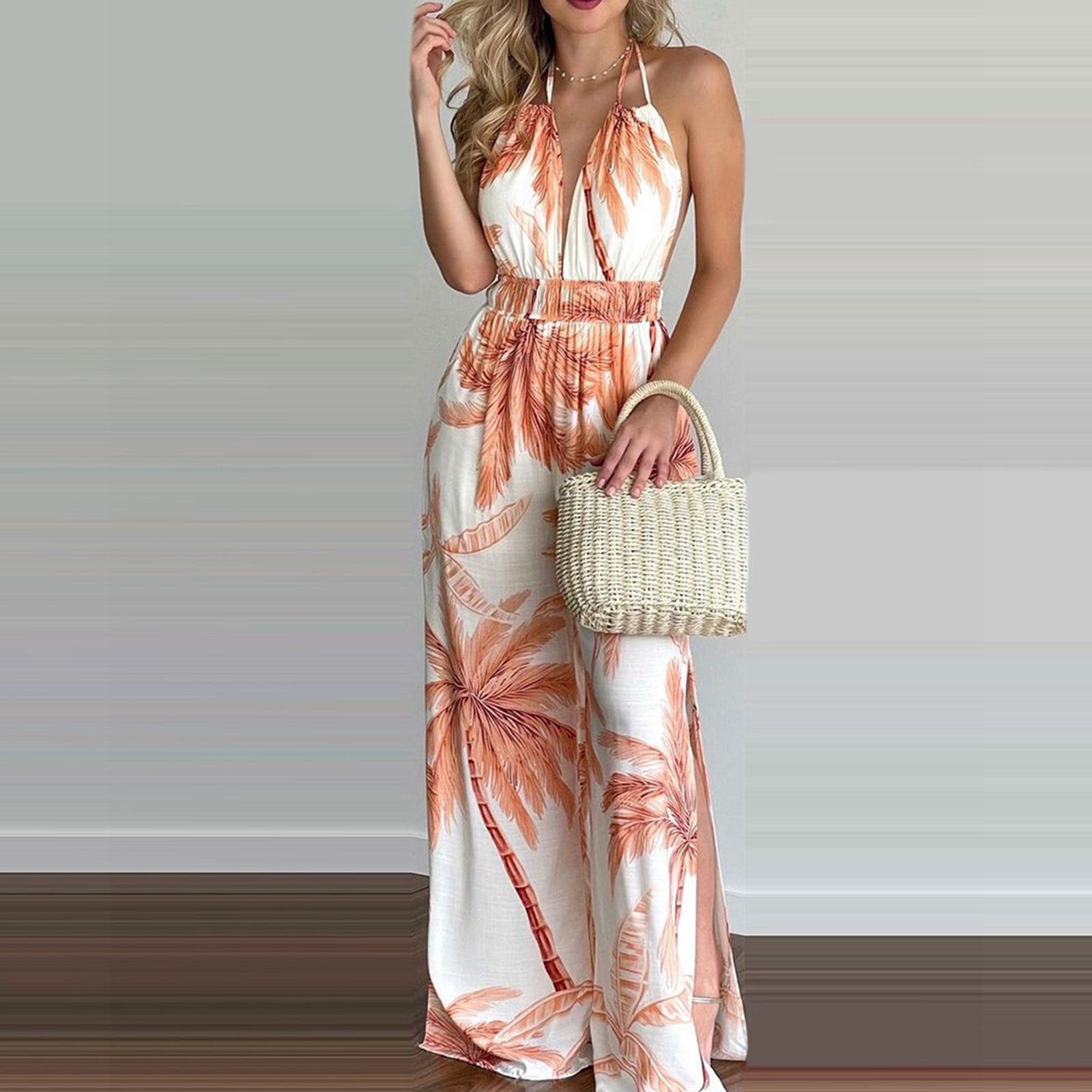 Women Elegant Print Sleevless Jumpsuit 7