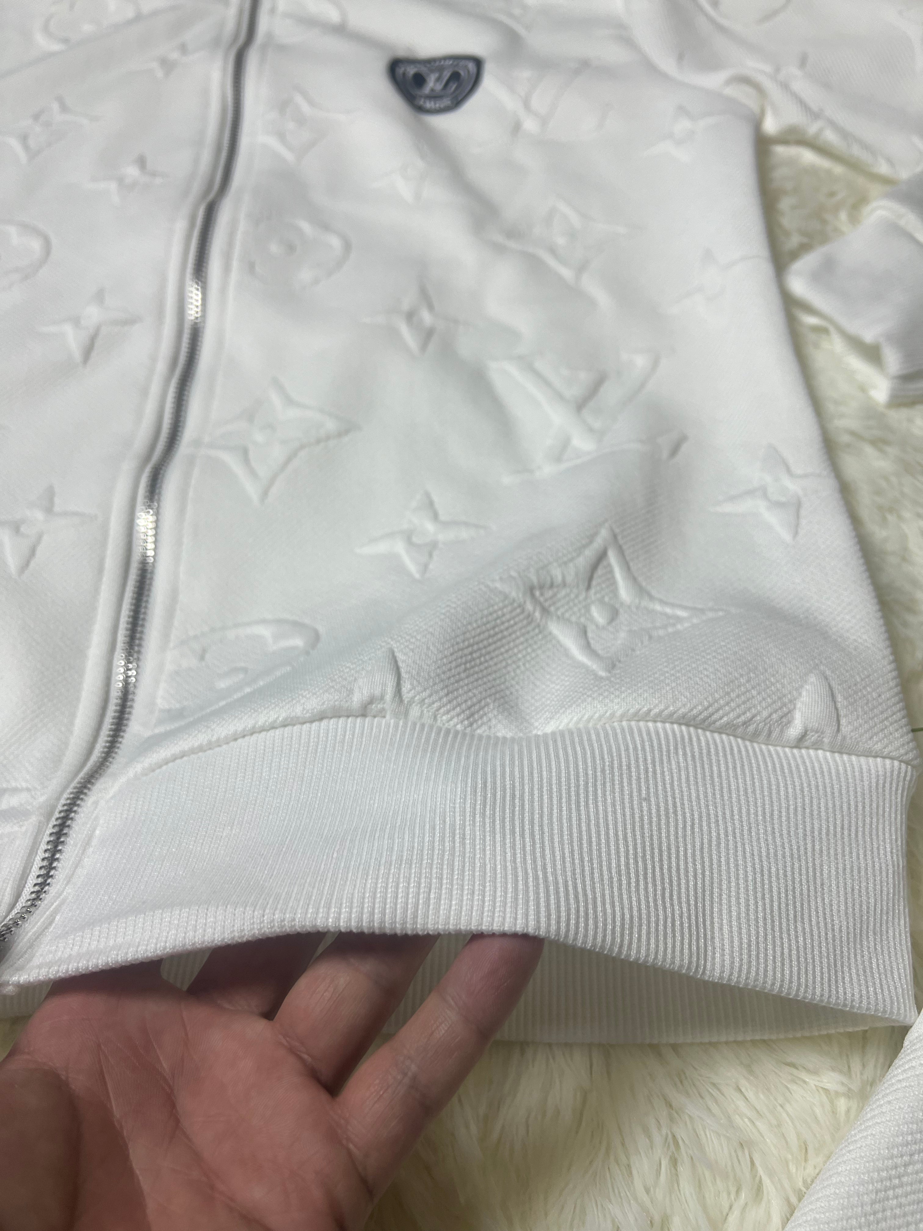 Women Embossed Embroidered Sport Ribbed Zipper Top and Pant Two Piece 22