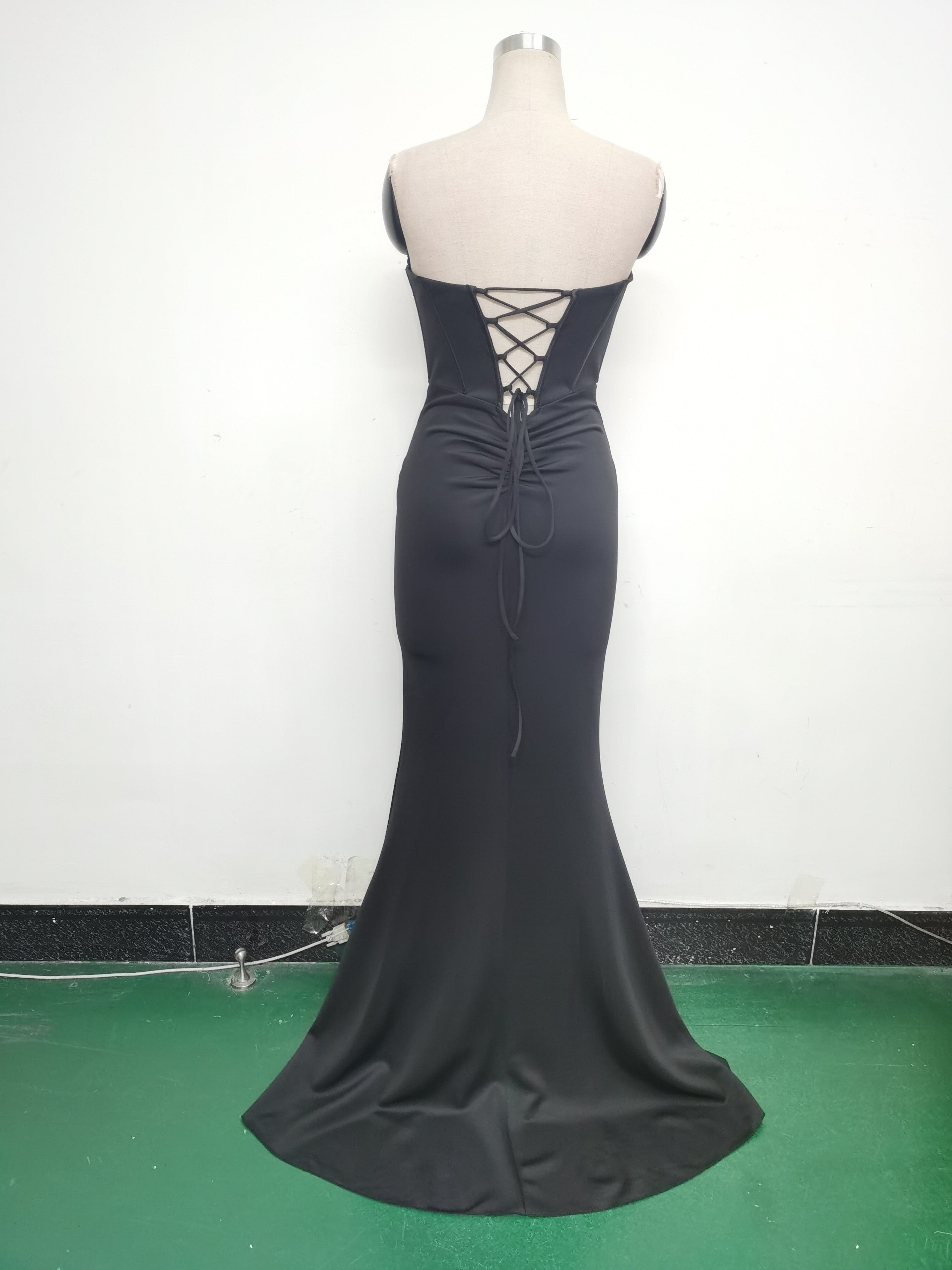 Women herringbone Strapless sweetheart neck hollow Lace-Up Formal Party evening dress 25