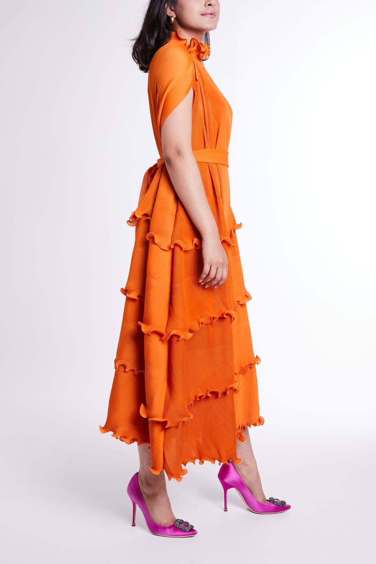 Plus Size African Women French Ruffle Edge Elegant Dress 13