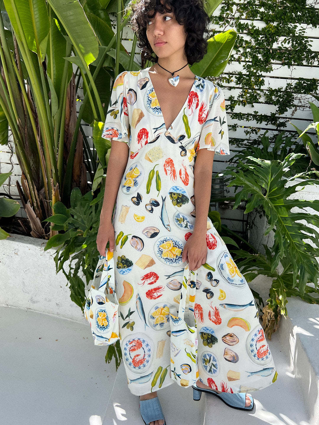 Women Vacation V-Neck Printed Casual Dress