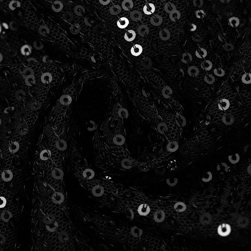 Women Fall Solid Sequined Long-Sleeved Elegant Patchwork Dress 34