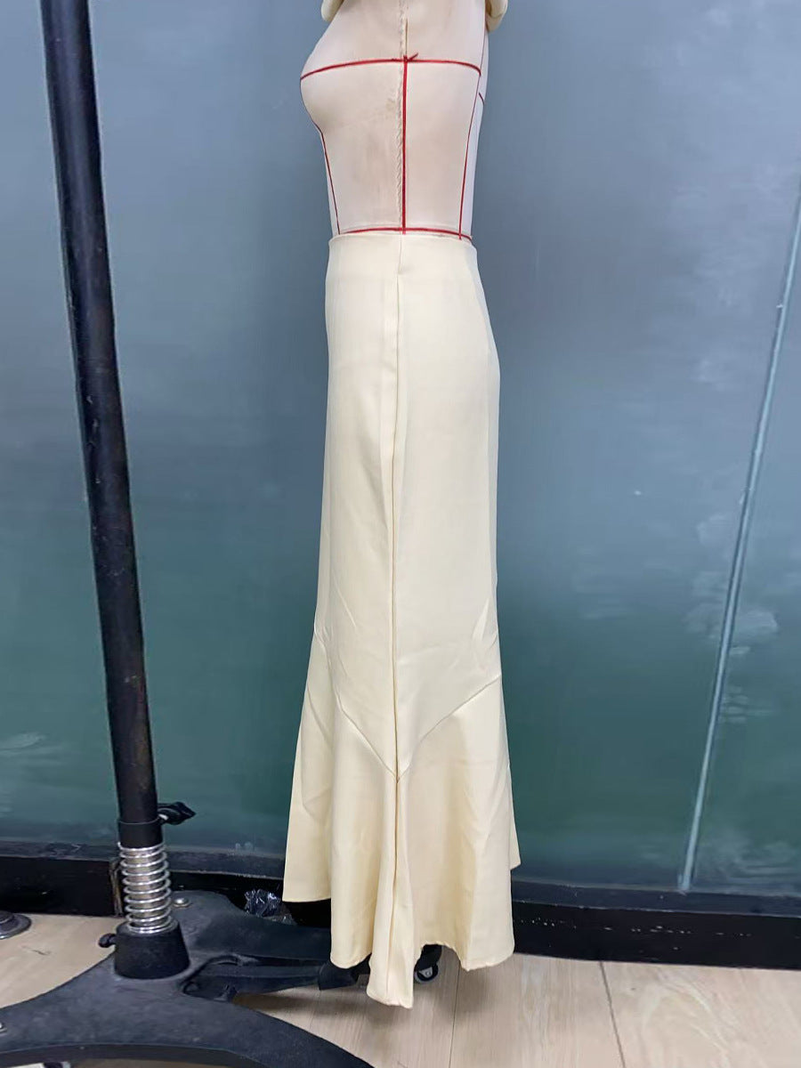 Women summer solid vest fishtail skirt two-piece set 10