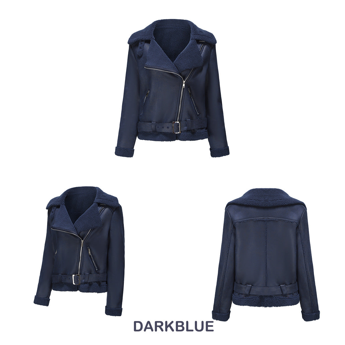 Autumn And Winter Fur Warm Women's Leather Jacket With Belt For Women Turndown Collar Coat 20