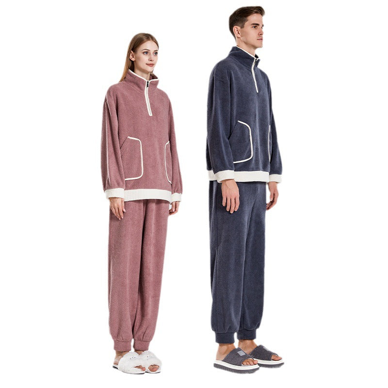 autumn and winter outdoor wear pullover couple home clothesvelvet pajamas for men and women 11