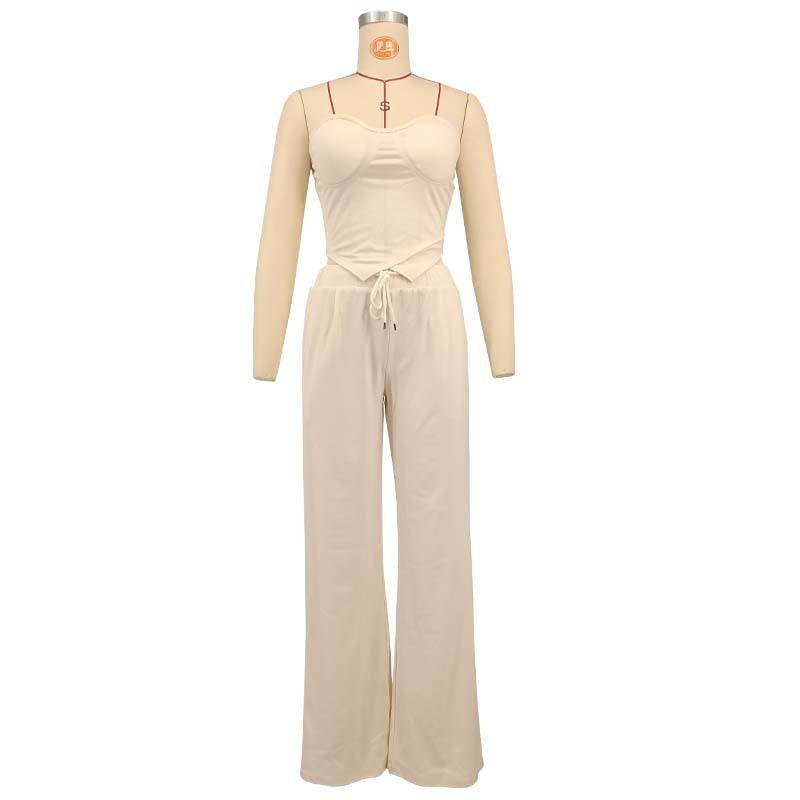 Women heart-shaped Strapless Top and Casual trousers two-piece set 9