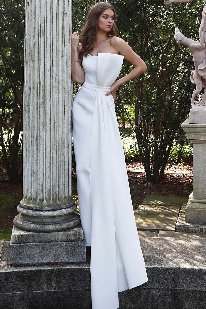 Women 's Solid Color Strapless Formal Party Elegant Jumpsuit 3