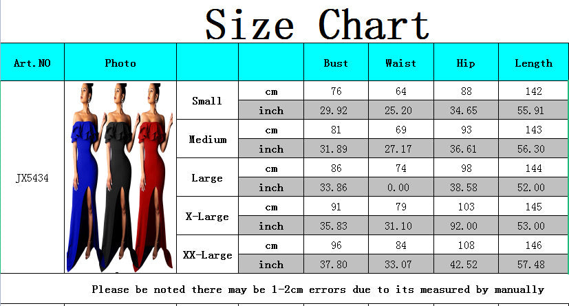 Sexy Fashion Ruffle Off Shoulder Split Dress 6