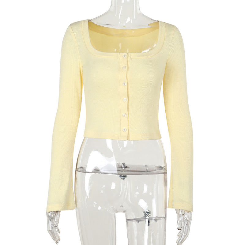 Women Casual knitting long-sleeved Crop Top 7