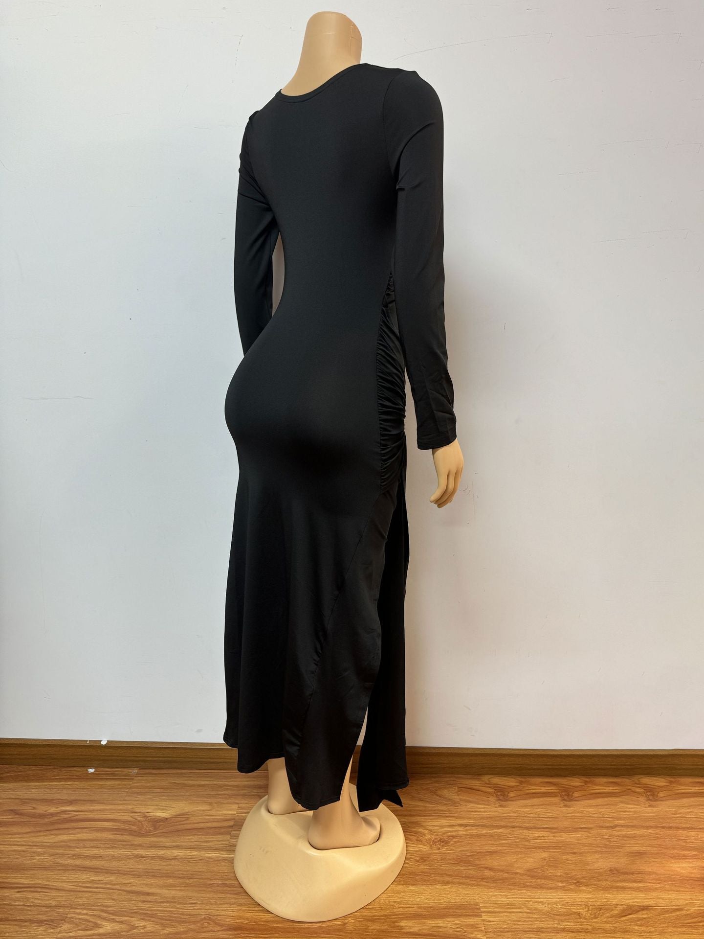 Women Elegant Solid Sexy Long-sleeved Bodycon Dress 5