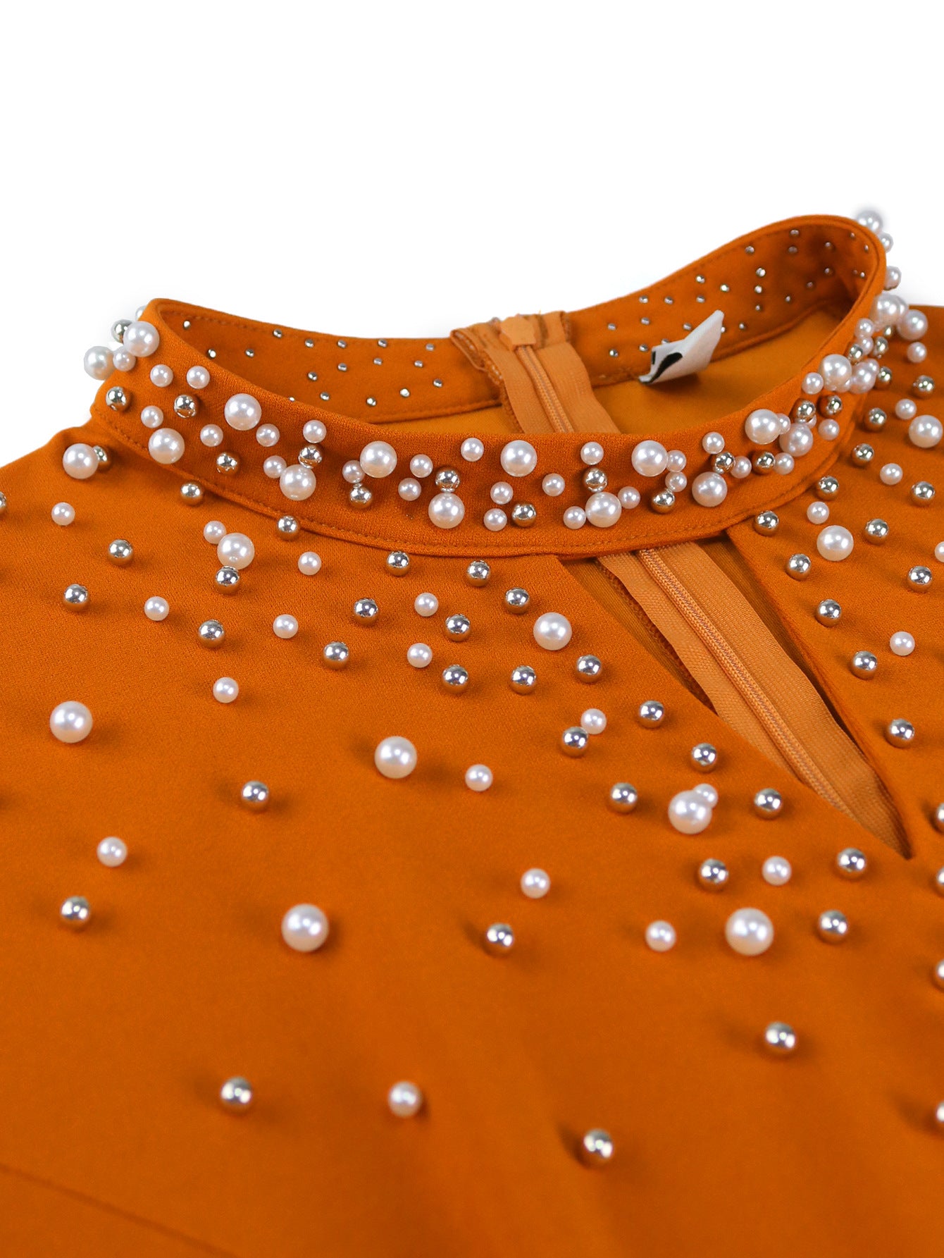 Women's Fashion High Neck A-Line Elegant Beaded Dress 13