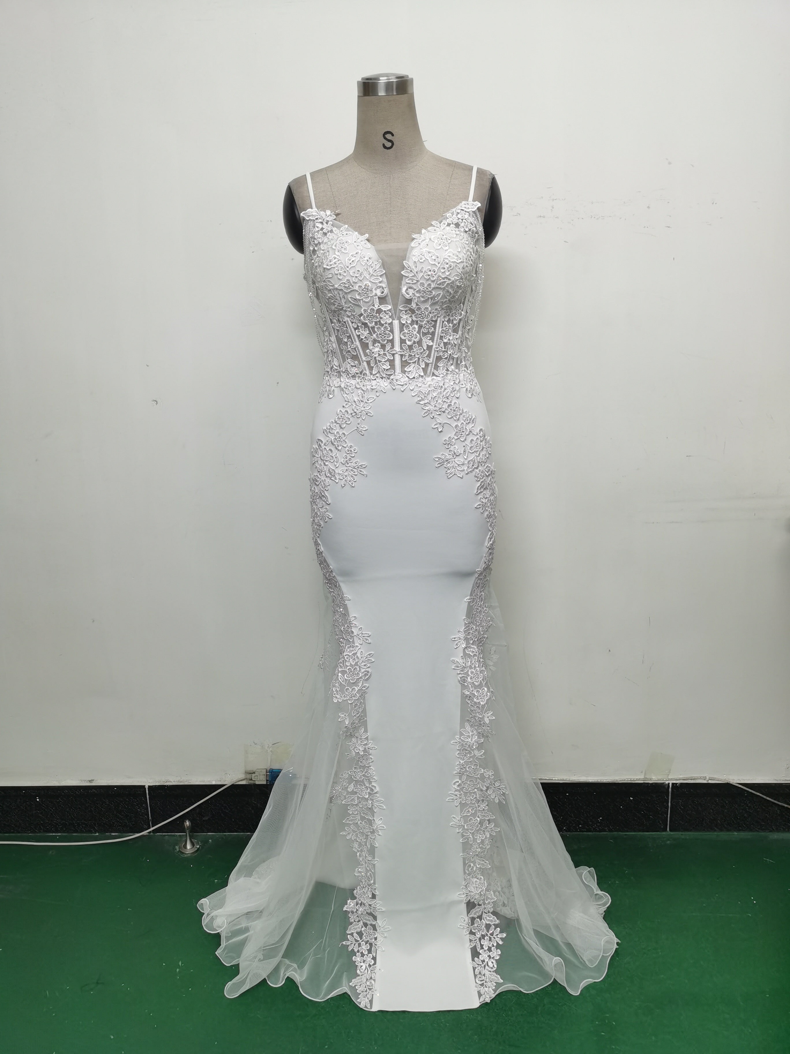 Sexy Strap Rhinestone Chain Fishbone Lace Evening Dress 24