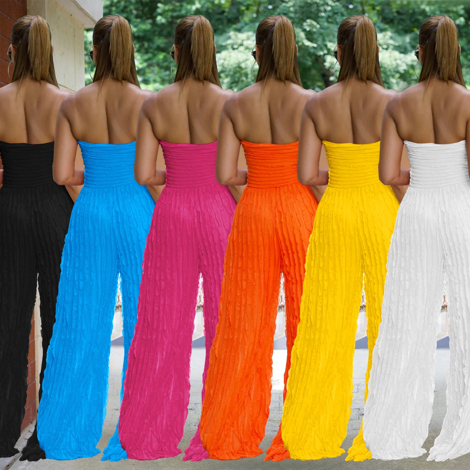 Women solid casual wave pattern jumpsuit 20