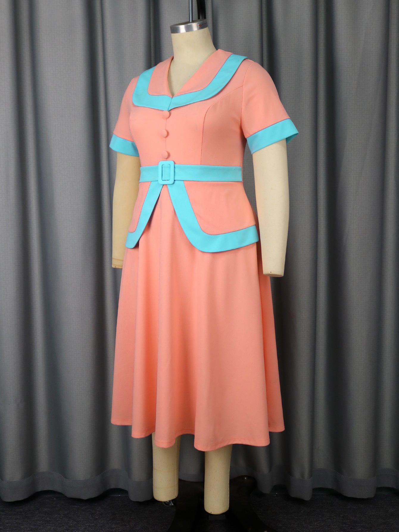 High-Waist Contrast Color A-Line Plus Size Formal Party Cocktail Dress 6